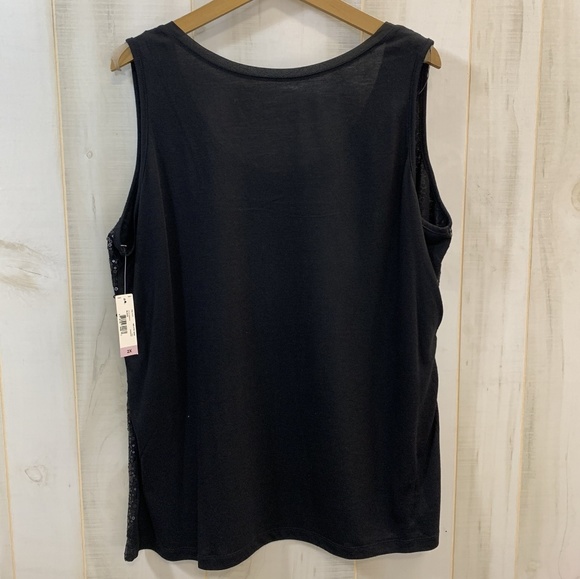 NWT ANA Black Sequin Front Sleeveless Top 2X Shell - Picture 2 of 3